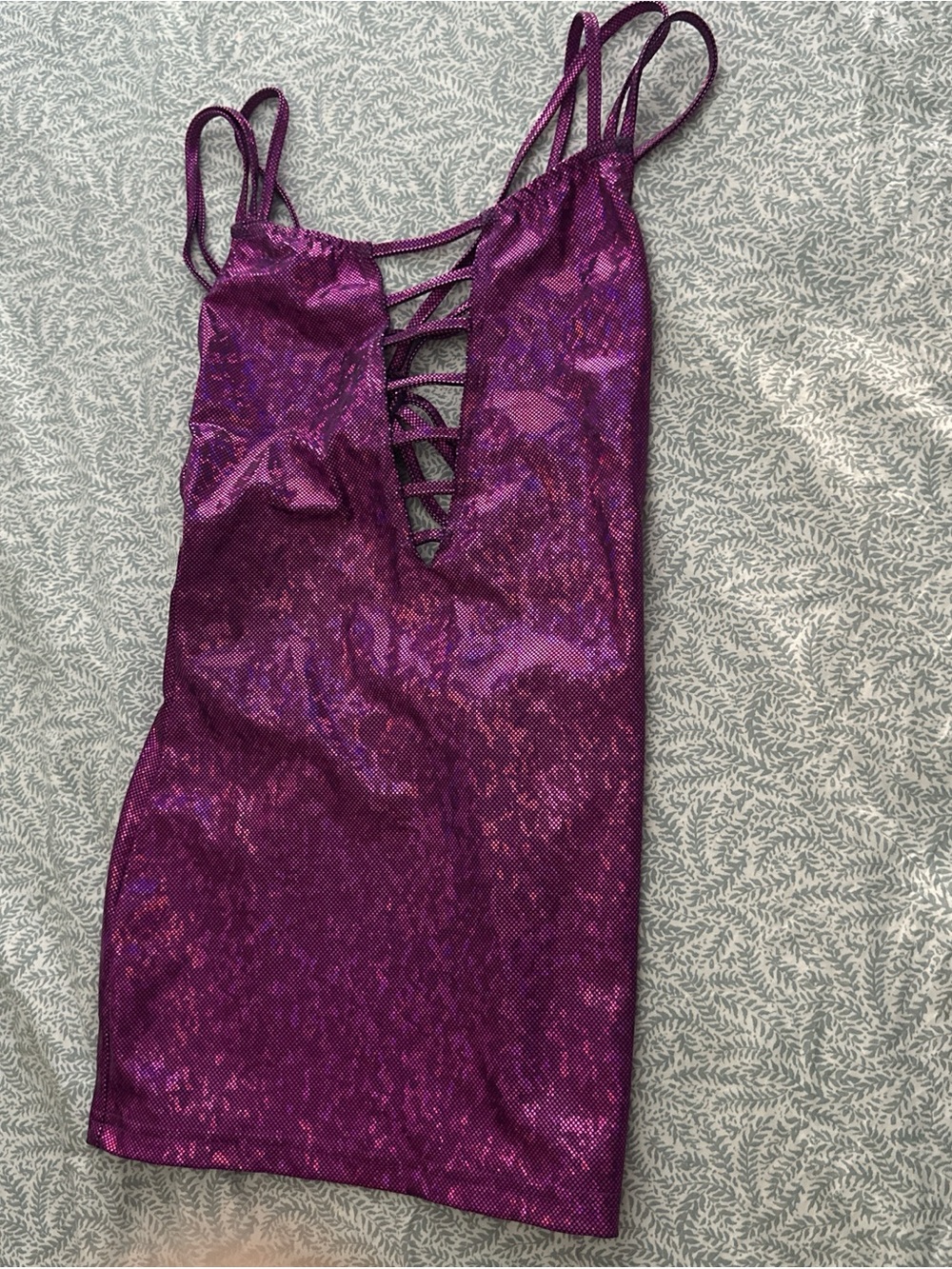 Plum Metallic Strappy Bodycon Dress